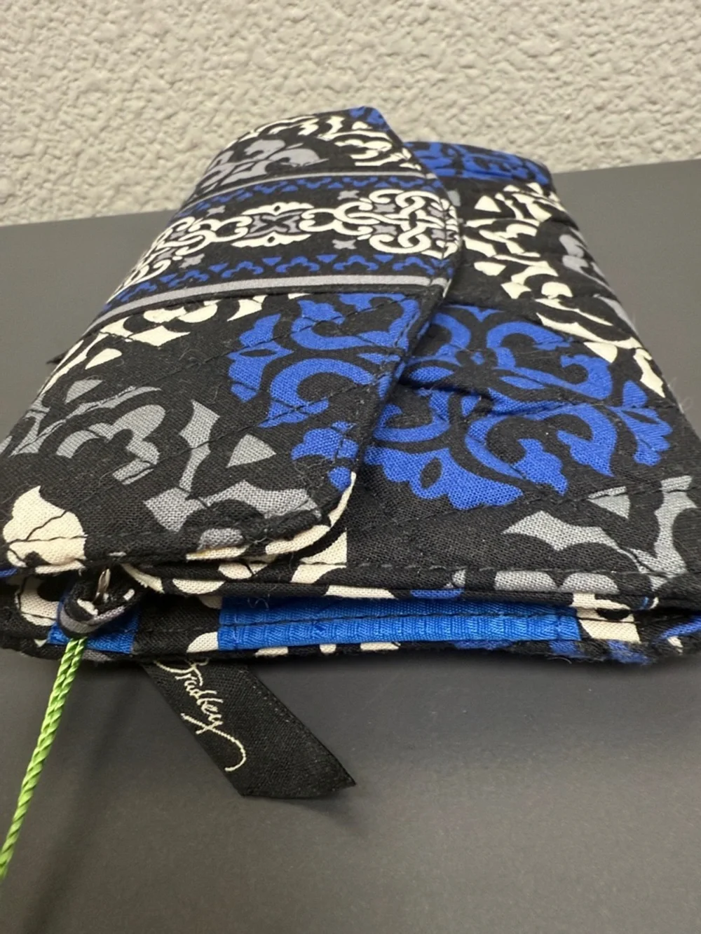 Vera Bradley Blue & Black Canterberry Cobalt Patterned Quilted Crossbody Clutch